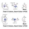 DICOSMETIC 24Pcs 6 Styles Enamel Evil Eye Charm Evil Eye Connector Devil's Blue Pupil Link Charm Hollowed Moon Charm Star Connectors Pendant for Bracelet Necklace Jewellery, Hole: 1.6/1.8mm view 2