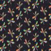 Dragonflies Rainbow with Glitter On Black Cotton Fabric Fabric Traditions view 1