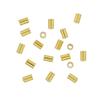 100 Sterling Silver Tube Crimp Spacer Beads 1.2x2mm, Gold Plated view 1