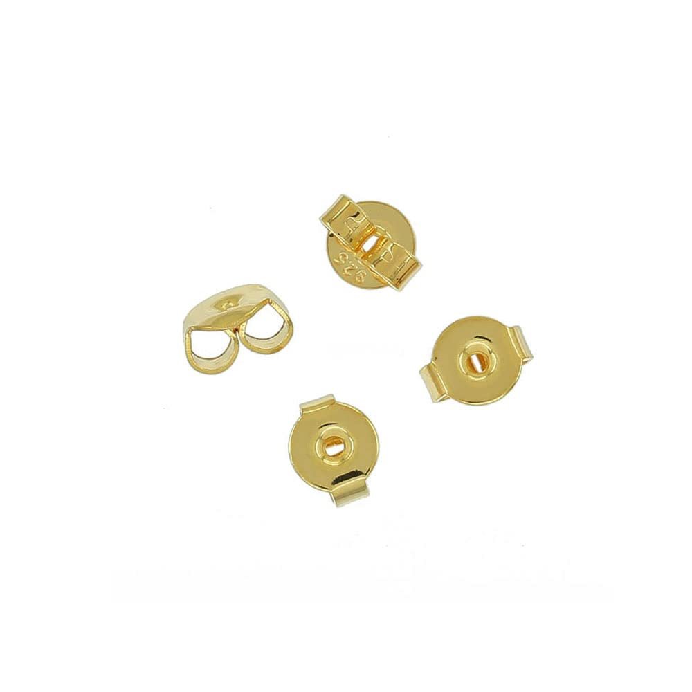 10PC Sterling Silver Replacement Ear Nuts Backs Clutches for Stud Post Earring, Gold Plated