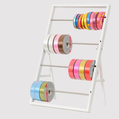Craft Room Ribbon Holder, Metal Ribbon Spool Storage Organizers, Gift Wrap Paper Rack for CD Record Reel, Stamp Roll, Bobbin (Color : White, Size : 4 Tier)