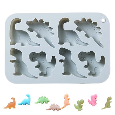 3D Dinosaur Silicone Fondant Mould Cake Chocolate Candy Fondant Candle Soap Craft Cake Mold Baking DIY Cake Decor Molds (Grey)