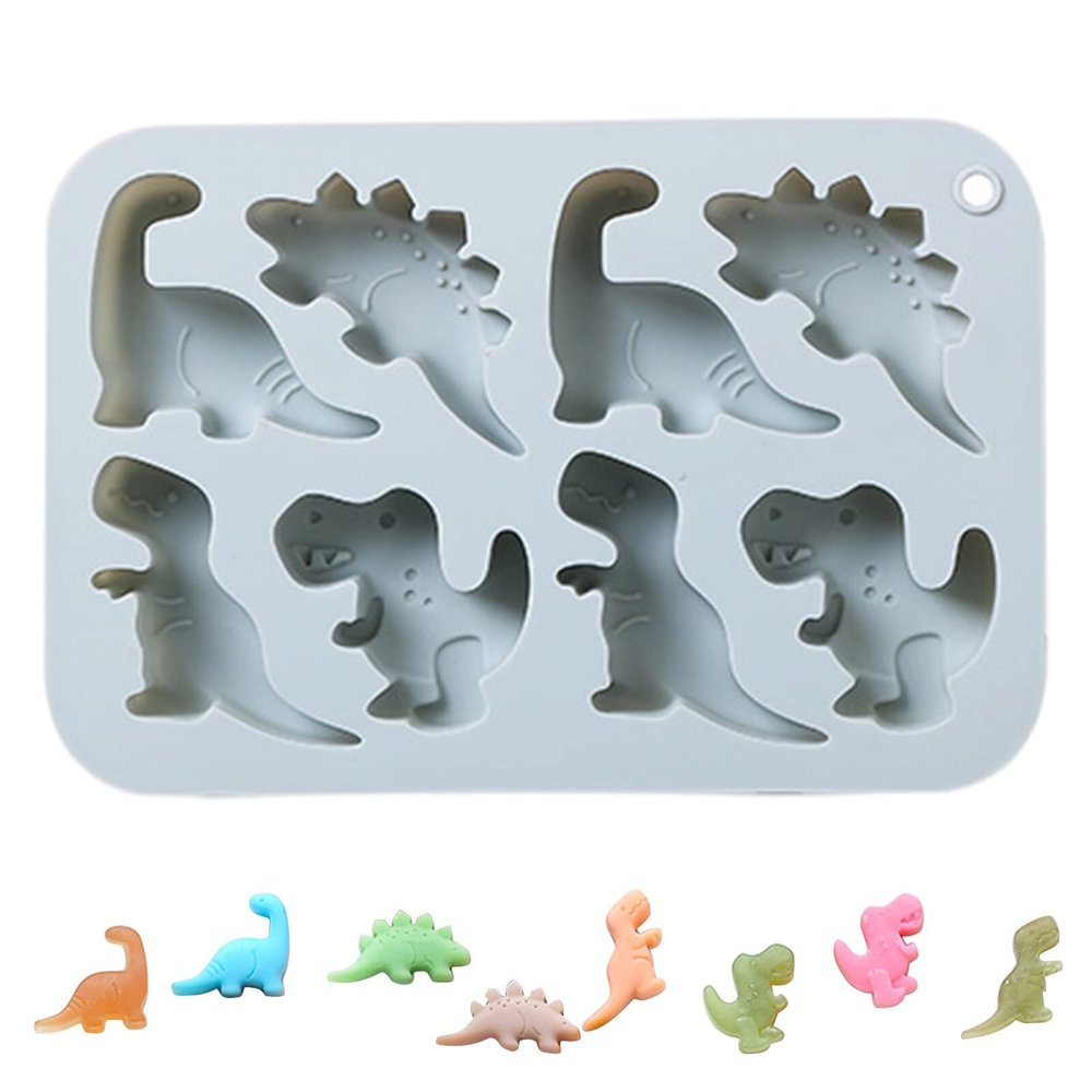 3D Dinosaur Silicone Fondant Mould Cake Chocolate Candy Fondant Candle Soap Craft Cake Mold Baking DIY Cake Decor Molds (Grey)