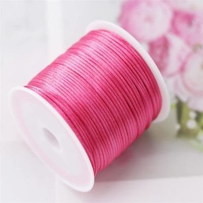 HZLXF1 1MM Pink Nylon Satin Silk Knot Cord Thread for Necklace Macrame String Jewelry Findings Beading Rope (Color : 50Meters Roll)
