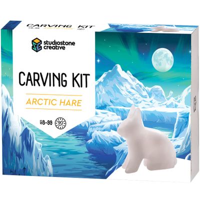 STUDIOSTONE CREATIVE DIY Arts & Crafts Carving Kit Kids Adults Artic Hare Alabaster Sculpture Soapstone