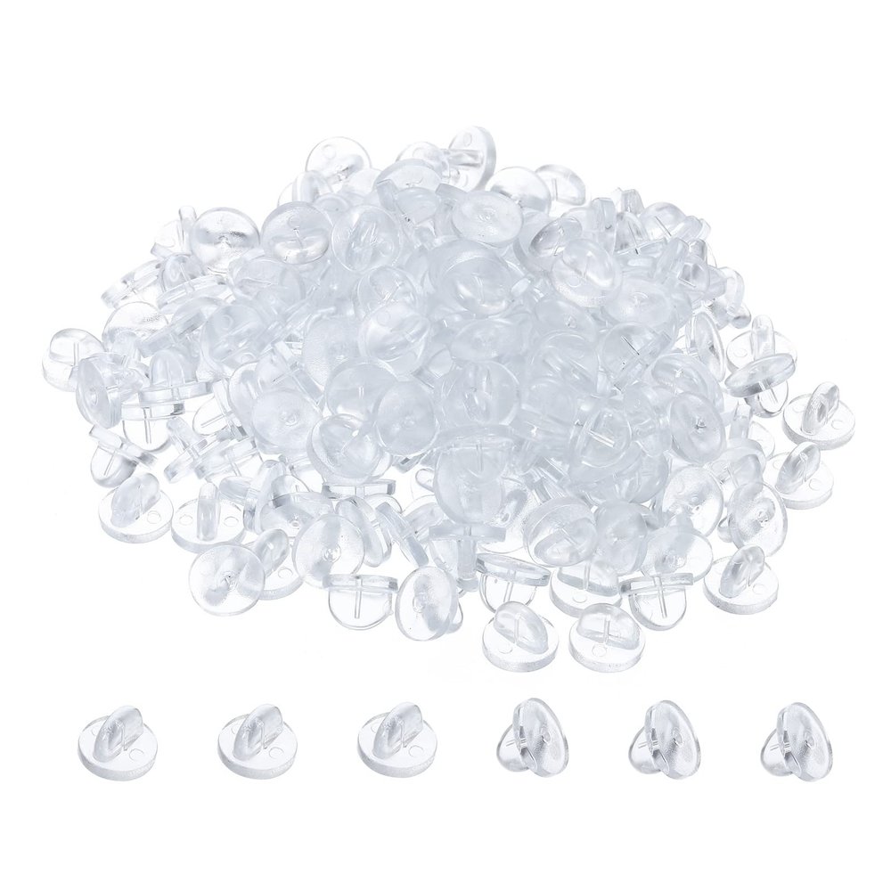 PATIKIL Rubber Pin Backs, 200 Pack Lapel Pin Backing Locking Pin Keepers Brooch Holder for Uniform Badge Hat Tie, Transparent