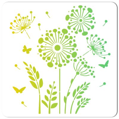 GORGECRAFT 12x12 Inch Dandelion Stencil Leaves Plant Templates Large Reusable Plastic Square Stencils Sign for Painting on Wood Wall Scrapbook Card Floor Tile DIY Home Decor Crafts