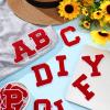 Jutom 156 Pieces Chenille Letter Patches Iron on Bulk Large 3.2 h x 2.4 w College Letters Patches Clothing Embroidered Trimmed Preppy Alphabet for Letterman Jackets Jeans (Red) view 3