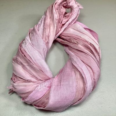 10 yd Sari Silk Ribbon Pink Tassel Craft Ribbon D reamcatcher Garland Fair Trade Eco Gift Wrap Supply