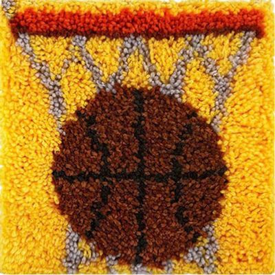 Latch Hook Kits for Kids 12x12in Girl Beginner Classic Beginner Needle Crochet Yarn Kitsfor Kids Ages 6+,Easy to Learn Craft Project DIY Rug (Basketball)