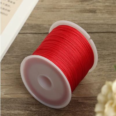 HZLXF1 50M/Spool 0.8mm Red Color Cotton Cord Nylon Cord Thread String Suitable for DIY Beading Braided Bracelet Jewelry Making