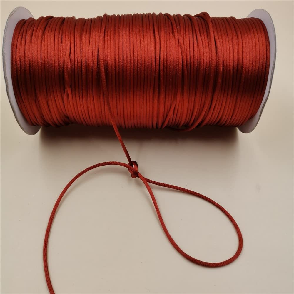 HZLXF1 2mm X 20m Coffee Red Color Satin Cord Braided String Jewelry Findings Beading Rope