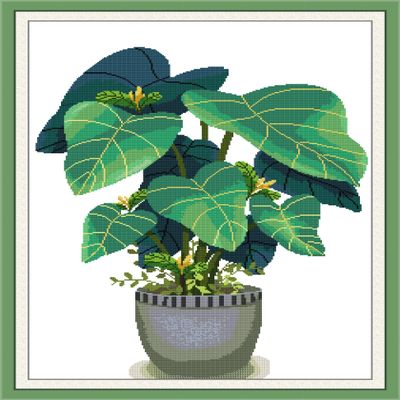 CaptainCrafts Cross Stitch Kits Hot New Releases Embroidery Kit Full Range Landscapes Flowers Greenery Kits for Beginner Adults (Stamped 14CT, Green Plants)