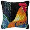 Rooster Latch Hook Kits Pillow Crochet Yarn Rug Pre-Printed Cushion Needlework Pillowcase Hook and Latch Kit Christmas Home Sofa Decoration 43x43cm view 1