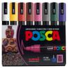 Posca Markers Set, 8 Medium Paint Markers 5M Dark Tones White, Ochre, Ruby Red, Cacao Brown, Raspberry, Deep Grey, English Green, Prussian Blue view 1