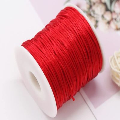 HZLXF1 1mm Red Satin Cord Braided String Jewelry Findings Beading Rope Suitable for Knitting Hand String (Color : 50meters roll)