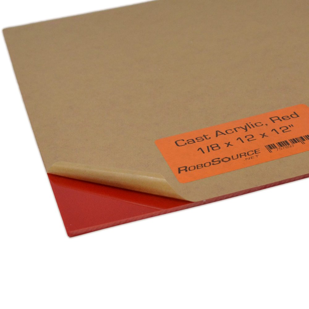 Red Acrylic Plastic Sheet, Acrylic for Laser Cutting/Engraving, Solid Vibrant Colors, 3-Pack 12" X 12" X 0.118" (1/8"), Cast Acrylic, 3 Sheets, Paper Film, Easy to Cut/Etch, DIY/Hobby, for Laser.