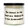Reusable Embroidery Candle, The Voices in My Head are Telling Me to Go Embroidery, Present For Men Women, Best Gifts From view 1