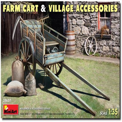 MiniArt MIN35657 1:35-Farm Cart with Village Accessories Scale Model kit