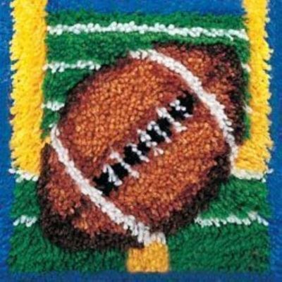 Sport Rugby American Football Latch Hook Kits Rug Handmade Crochet Yarn DIY Embroidery Needlework Hook and Latch Kit Printed Canvas Carpet Cushion Cover Home Sofa Christmas Decoration 30x30cm