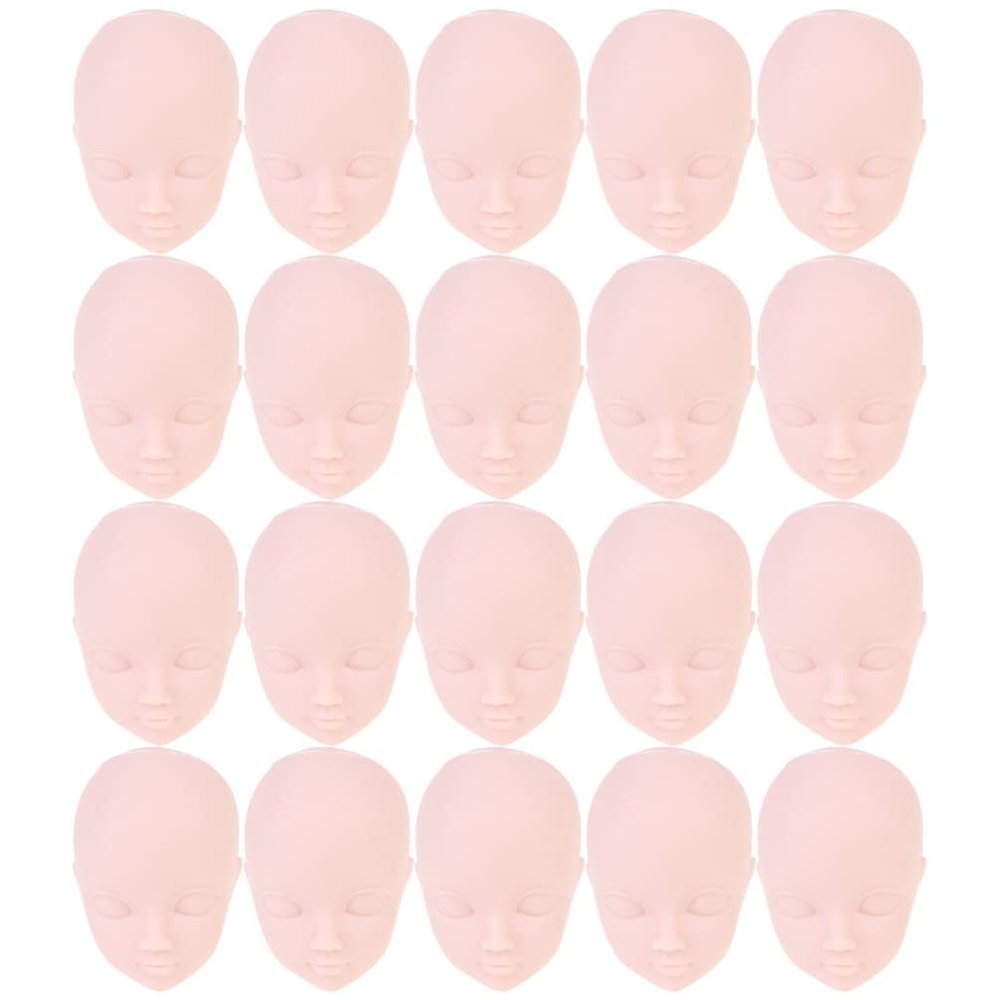 Sewroro 20pcs Mini Plastic Doll Making Heads, Practice Makeup DIY Baby Mannequin Doll Heads for Key Rings and Handmade Gifts