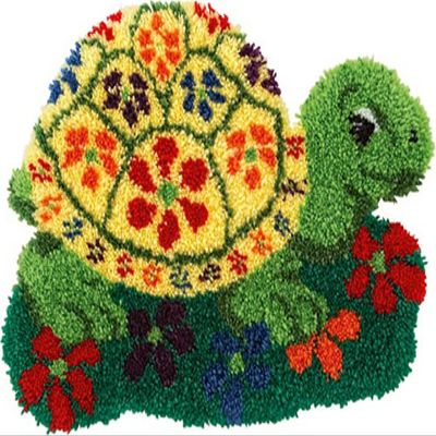 DIY Latch Hook Kits for Kids Beginners Adults Rug Making Kits with Printed Canvas Doormat Tapestry Kits Needlework Arts Crafts Sewing for Gift Home Decoration 20.5Inch X 13.8Inch (Turtle)
