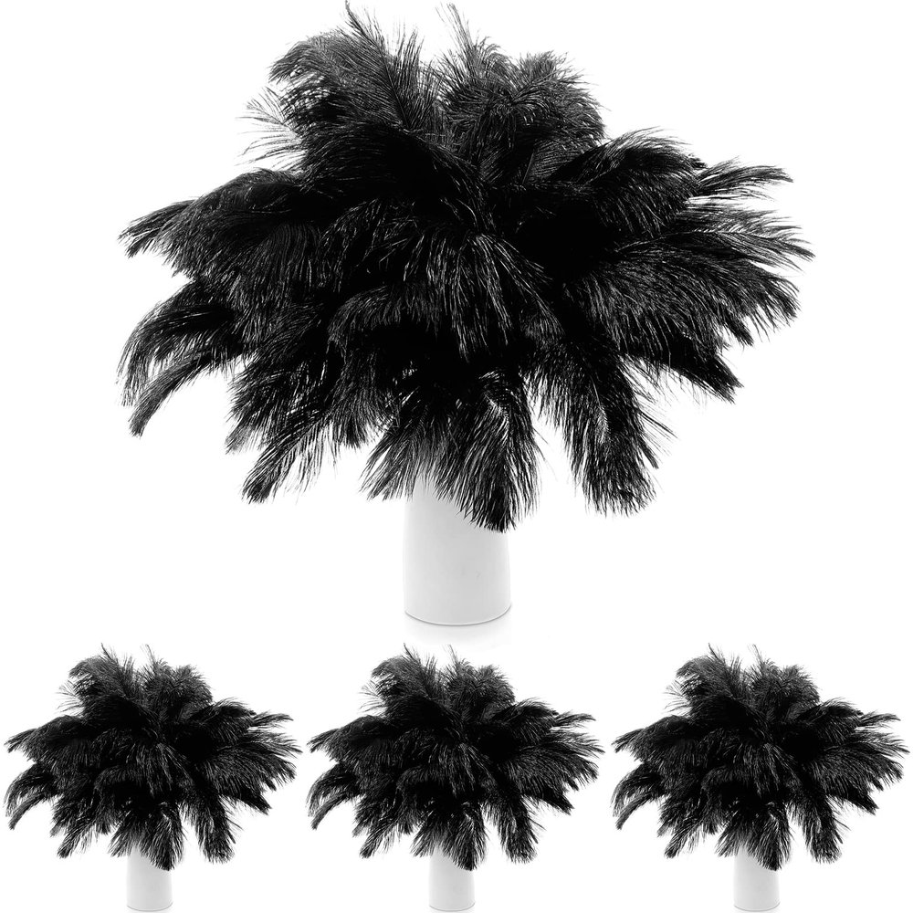 150 Pcs Natural Ostrich Feathers Plumes for Centerpieces 12-14 Inch (30-35 cm) 10-12 Inch (25-30cm) 8-10 Inch (20-25cm) for Wedding Party Centerpieces, Flower Arrangement and Home Decoration (Black)