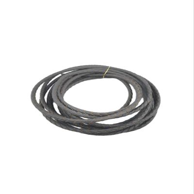 Glory Qin 3 Yards Round Folded Bolo Braided Genuine Leather Cord for Making Bracelet & Jewelry (Gray, 4mm)