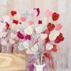 Pack of 6 Tinsel Valentine's Day Burlap Heart Floral Stems - Sweet and Romantic Heart Pick Decorations for Bouquets, Wreaths, Roses, and Flower Arrangements (10" H) view 2