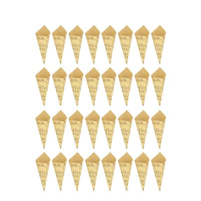 Diy Kraft Paper Cones 100Pcs Music Note Pattern Flower Holder Candy Boxes with Ropes and Stickers 5.90X5.90In Wedding Party Favor Craft Cones for Celebrations