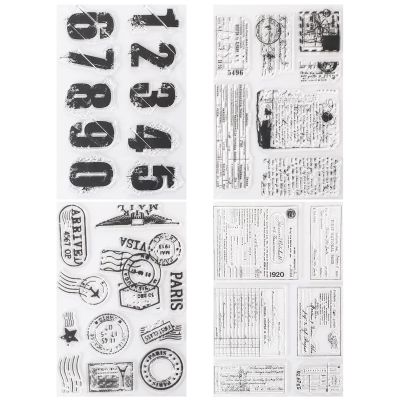 34Pcs Clear Retro Rubber Stamp for DIY Crafts Special Delivery Stamp Vintage Post Ticket Stamps Transparent Silicone Journal Stamps for Card Making DIY Scrapbooking - 4 Themes
