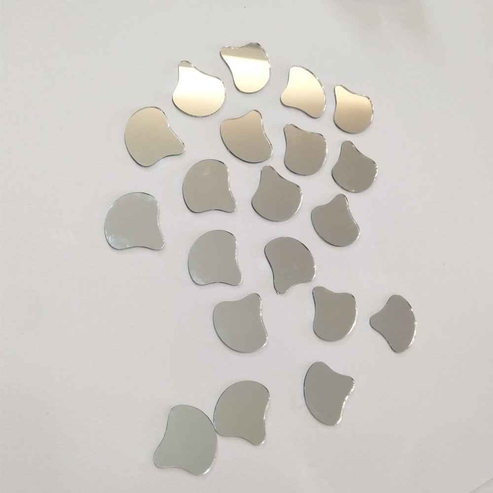100pcs of Shell Mosaic Tiles Shape ,Glass Mirror Pieces for DIY Crafts Home Decoration,Mirror Embellishments (Silver Mirror)