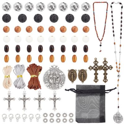 PH PandaHall 359pcs Rosary Jewelry Making Kit First Communion Necklace Set Prayer Making Supplies Cross Charms for Easter Eid Mubarak Ramadan Necklace Bracelet Earrings Rosary Making Bead Supplies