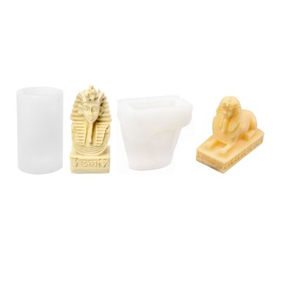 Xidmold 2pcs 3D Egyptian Cleopatra Sphinx Candle Molds Silicone Egyptian Style Molds for Soy Wax Candle Making, Soap, Chocolate, Cake, Mousse, Dessert, Figurine, Resin Art