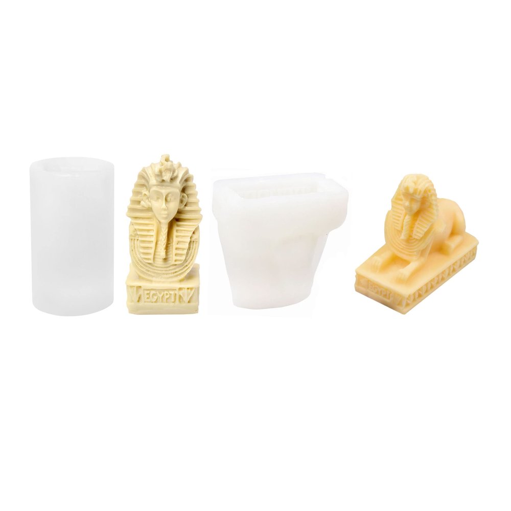 Xidmold 2pcs 3D Egyptian Cleopatra Sphinx Candle Molds Silicone Egyptian Style Molds for Soy Wax Candle Making, Soap, Chocolate, Cake, Mousse, Dessert, Figurine, Resin Art