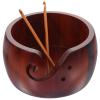 Ciieeo Organizer Yarn Bowl with Hole Wooden Yarn Bowl with Lid for and Hooks Craft Storage view 1