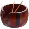 Ciieeo Organizer Yarn Bowl with Hole Wooden Yarn Bowl with Lid for and Hooks Craft Storage view 2