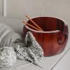 Ciieeo Organizer Yarn Bowl with Hole Wooden Yarn Bowl with Lid for and Hooks Craft Storage view 3