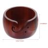 Ciieeo Organizer Yarn Bowl with Hole Wooden Yarn Bowl with Lid for and Hooks Craft Storage view 4