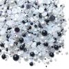 100g Mix Resin Rhinestones Flatback Half Round Pearls Mixed Size 3mm-10mm AB Color Half Pearls Resin Rhinestones for DIY Craft Nail Art Shoes Clothes Phone Case (Black White Series) view 1
