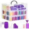QUEFE 3-Tier Diamond Painting Storage Container, 100 Slots Clear Stackable Bead Organzier with Diamond Painting Accessories and Tools for DIY Diamond Art Craft Jewelry Bead Storage view 1
