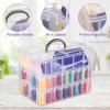 QUEFE 3-Tier Diamond Painting Storage Container, 100 Slots Clear Stackable Bead Organzier with Diamond Painting Accessories and Tools for DIY Diamond Art Craft Jewelry Bead Storage view 3