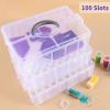 QUEFE 3-Tier Diamond Painting Storage Container, 100 Slots Clear Stackable Bead Organzier with Diamond Painting Accessories and Tools for DIY Diamond Art Craft Jewelry Bead Storage view 4
