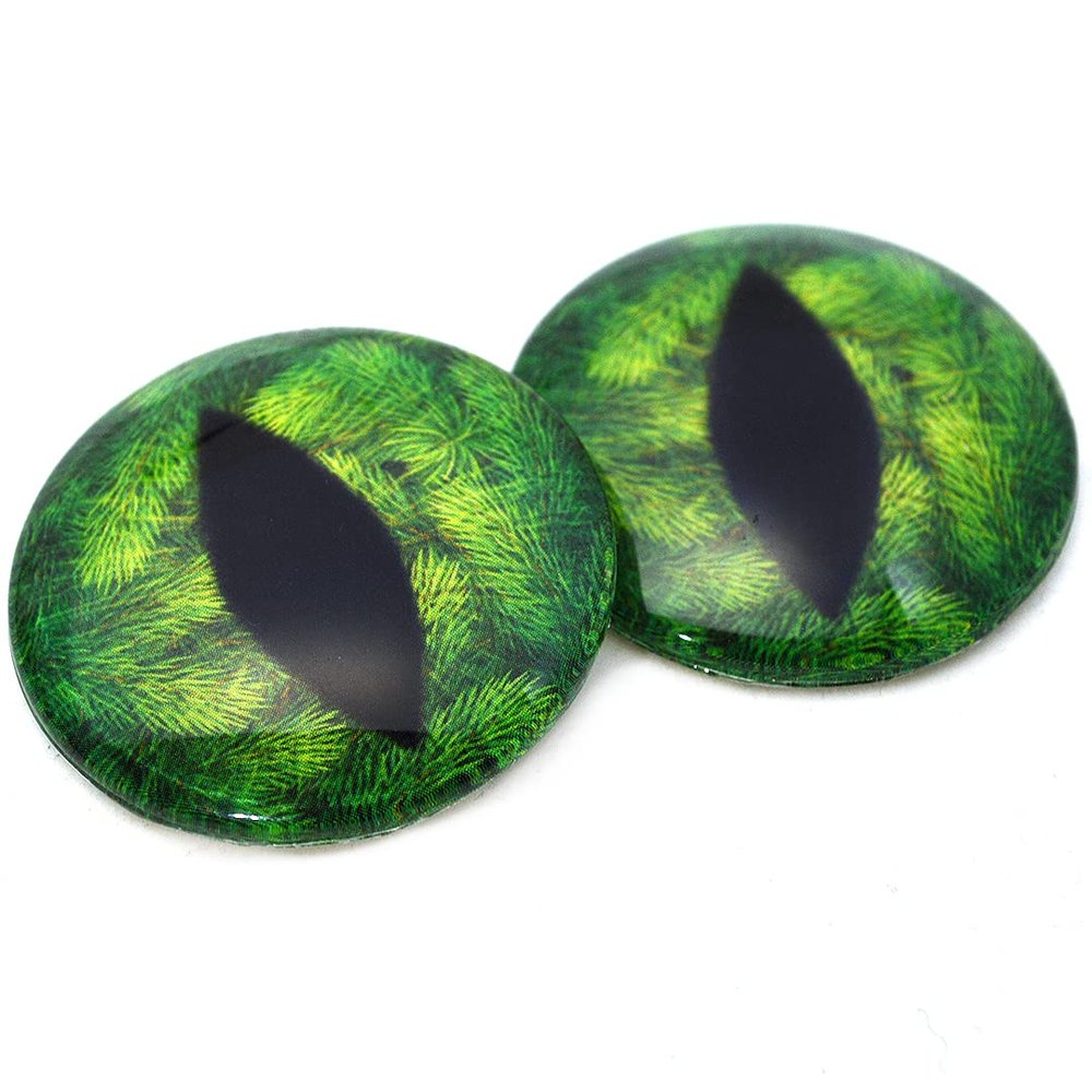 Megan's Beaded Designs Green Pine Tree Dragon or Cat Glass Eyes 6mm to 60mm Forest Holiday Jewelry Making Art Doll Parts Taxidermy Sculpture Flatback Domed Cabs (10mm)