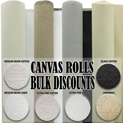 Extra Fine Linen Canvas Rolls for Painting Portraits. Large Blank Canvas Fabric by the Yard. 84"x2.5 Yd (7.5 Ft) 14oz Universal Quad Primed Artist Linen Canvas Roll. Quality Belgian Linen Alternative
