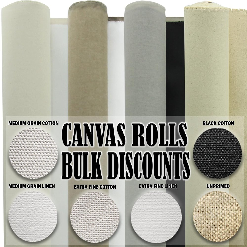 Extra Fine Linen Canvas Rolls for Painting Portraits. Large Blank Canvas Fabric by the Yard. 84"x2.5 Yd (7.5 Ft) 14oz Universal Quad Primed Artist Linen Canvas Roll. Quality Belgian Linen Alternative