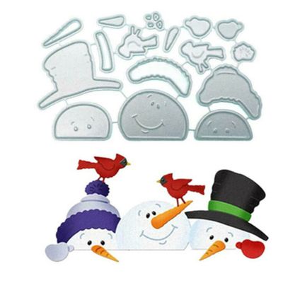 FAWENUCY Scrapbooking Die-Cuts, Christmas Metal Cutting Dies for Card Making, Paper Craft Punch Template, Background Embossing Stencils, DIY Album Dcor (Hat Snowman-10x6.7cm)