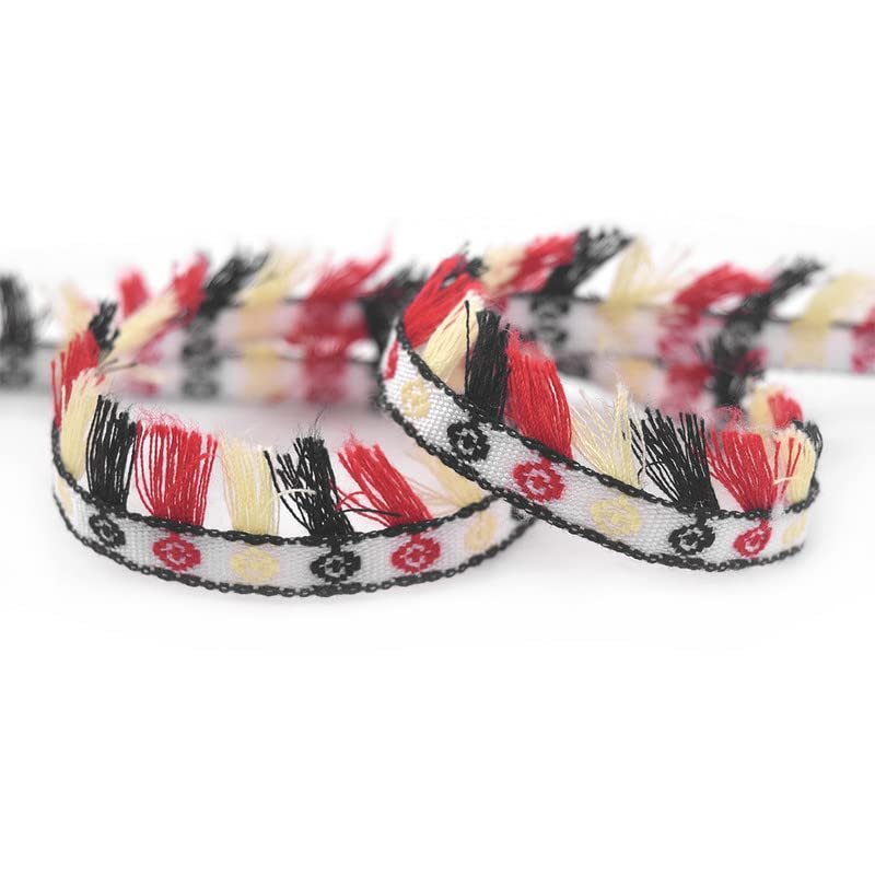 Bristlegrass Christmas Tree Ribbon Wired Glitter Christmas Wired Crafts,Gift Wrapping, Garland, Lace Trims Macrame Ribbon Hair Clip Headband Dress Sewing Craft Red and Yellow2 Yard 5/8"
