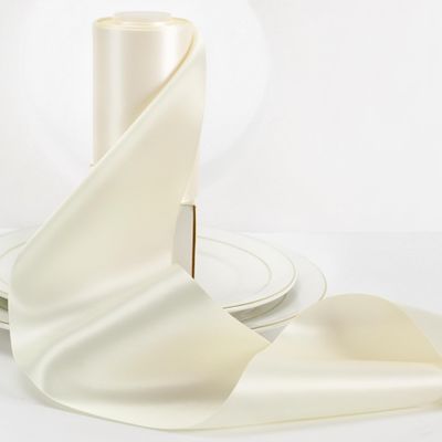 HUIHUANG 4 inch Wide Satin Ribbon Ivory Solid Color Double-Faced Satin Ribbon Thick Ribbons for Wedding Chair Sash Wedding Decor Large Bows Making Flower Bouquet Sewing Crafts -10 Yards/Roll