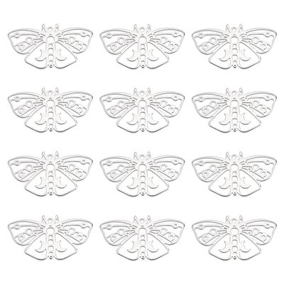 DICOSMETIC 12Pcs Hollow Butterfly Pendants Moon on Butterfly Charm Filigree Connectors Pendant Dangle Moth Charm Supplies Dainty Butterfly Jewelry for DIY Necklace Jewelry Finding, Hole: 1.8mm